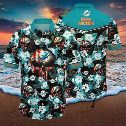 Skull Flower Miami Dolphins Hawaiian Shirt