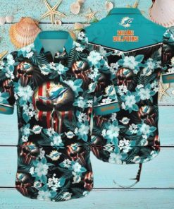 Skull Flower Miami Dolphins Hawaiian Shirt