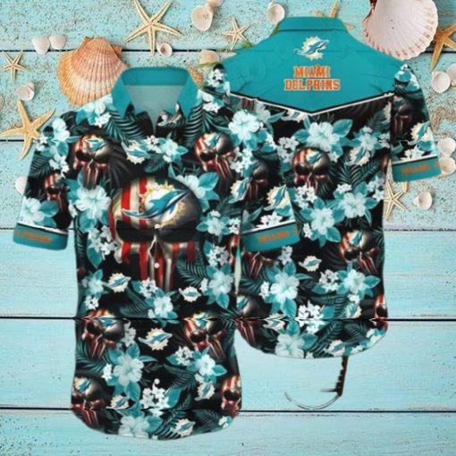 Skull Flower Miami Dolphins Hawaiian Shirt