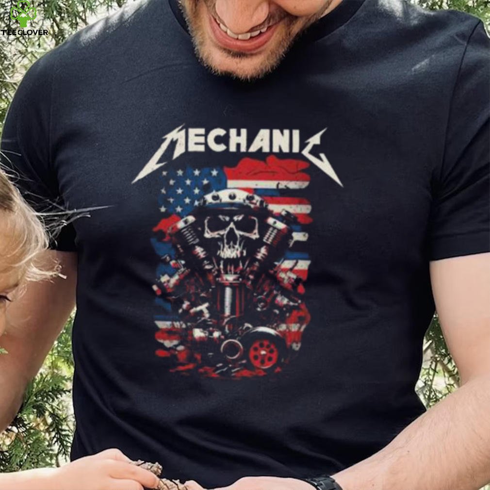 Skull Mechanic USA Flag Shirt