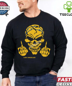 Skull Middle Fingers Los Angeles Chargers Graphic T Shirt