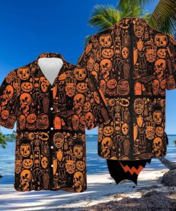 Skull Pumpkin Halloween Hawaiian Shirt Horror Themed Halloween Mens