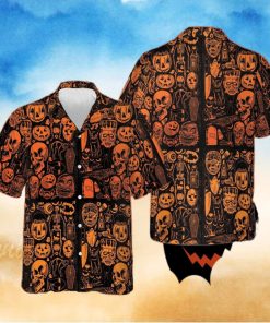 Skull Pumpkin Halloween Hawaiian Shirt Horror Themed Halloween Mens