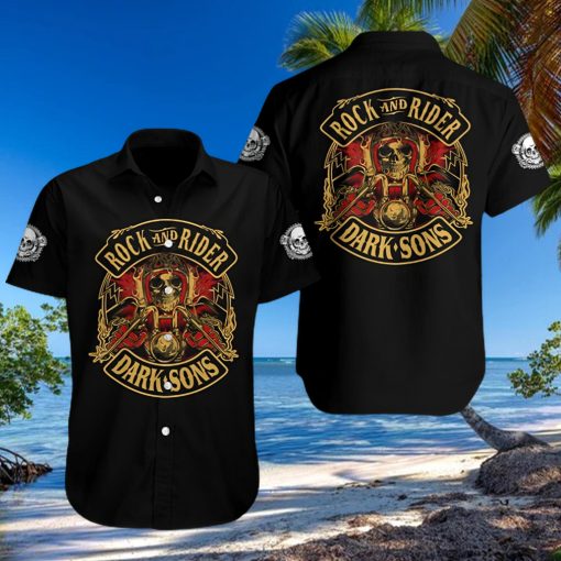 Skull Rock And Rider Dark Sons Hawaiian Shirt Summer Button