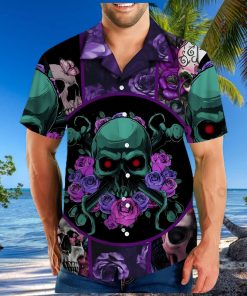 Skull Rose Purple Best Design Unisex Hawaiian Shirt