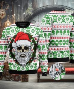 Skull Santa Clause Unisex Womens & Mens Ver 2, Couples Matching, Funny Family Ugly Christmas Holiday Sweater