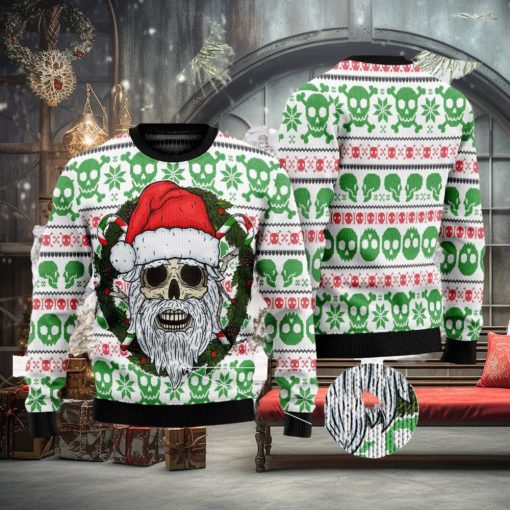 Skull Santa Clause Unisex Womens & Mens Ver 2, Couples Matching, Funny Family Ugly Christmas Holiday Sweater