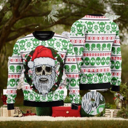 Skull Santa Clause Unisex Womens & Mens Ver 2, Couples Matching, Funny Family Ugly Christmas Holiday Sweater