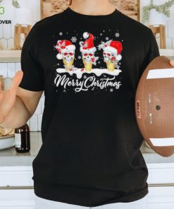 Skull Santa hat ice cream merry Christmas shirt