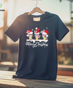 Skull Santa hat ice cream merry Christmas shirt