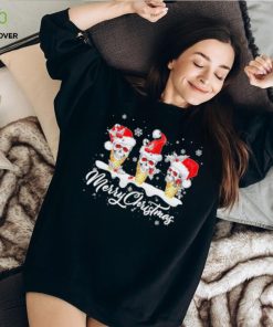Skull Santa hat ice cream merry Christmas shirt