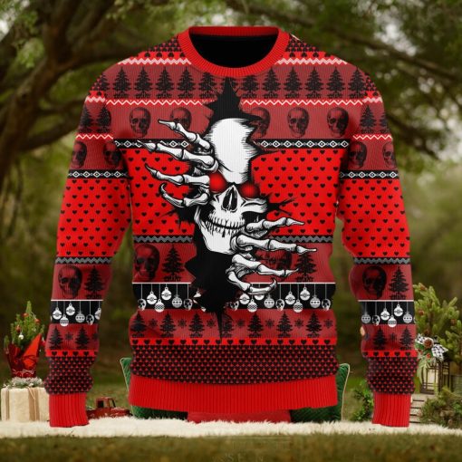Skull Skeleton Is Hidding Gift X mas Ugly Christmas Sweater Unisex 3D Sweater Christmas Gift