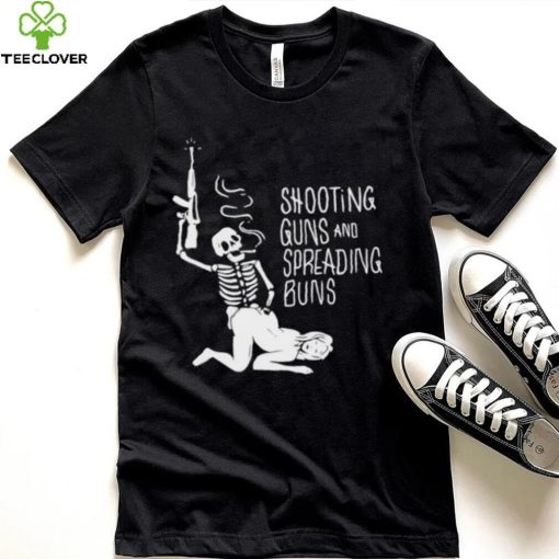 Skull and Sexy lady shooting guns and spreading buns hoodie, sweater, longsleeve, shirt v-neck, t-shirt
