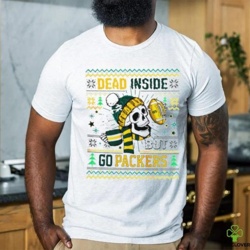 Skull dead inside but go Green Bay Packers Ugly Christmas hoodie, sweater, longsleeve, shirt v-neck, t-shirt