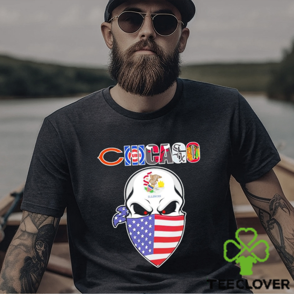 Skull wear American mask Chicago all sports team shirt Skull wear American mask Chicago all sports team shirt