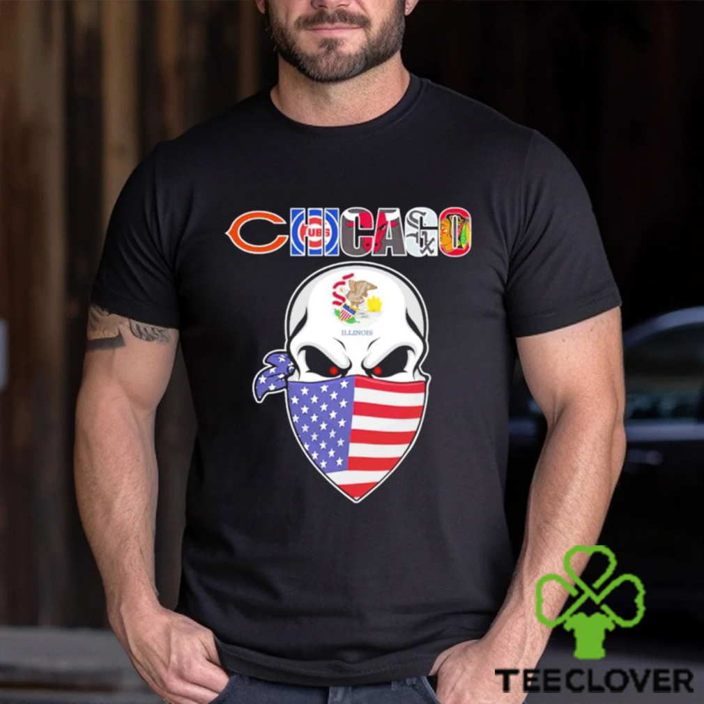 Skull wear American mask Chicago all sports team shirt Skull wear American mask Chicago all sports team shirt
