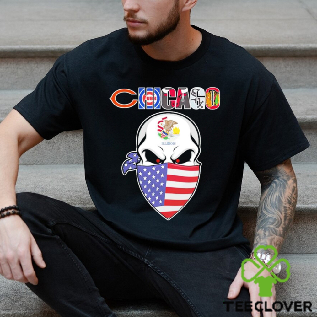Skull wear American mask Chicago all sports team shirt Skull wear American mask Chicago all sports team shirt