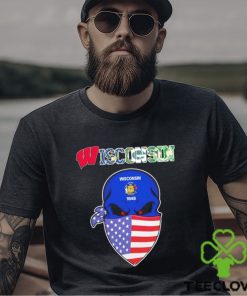 Skull wear American mask Wisconsin all sports team shirt
