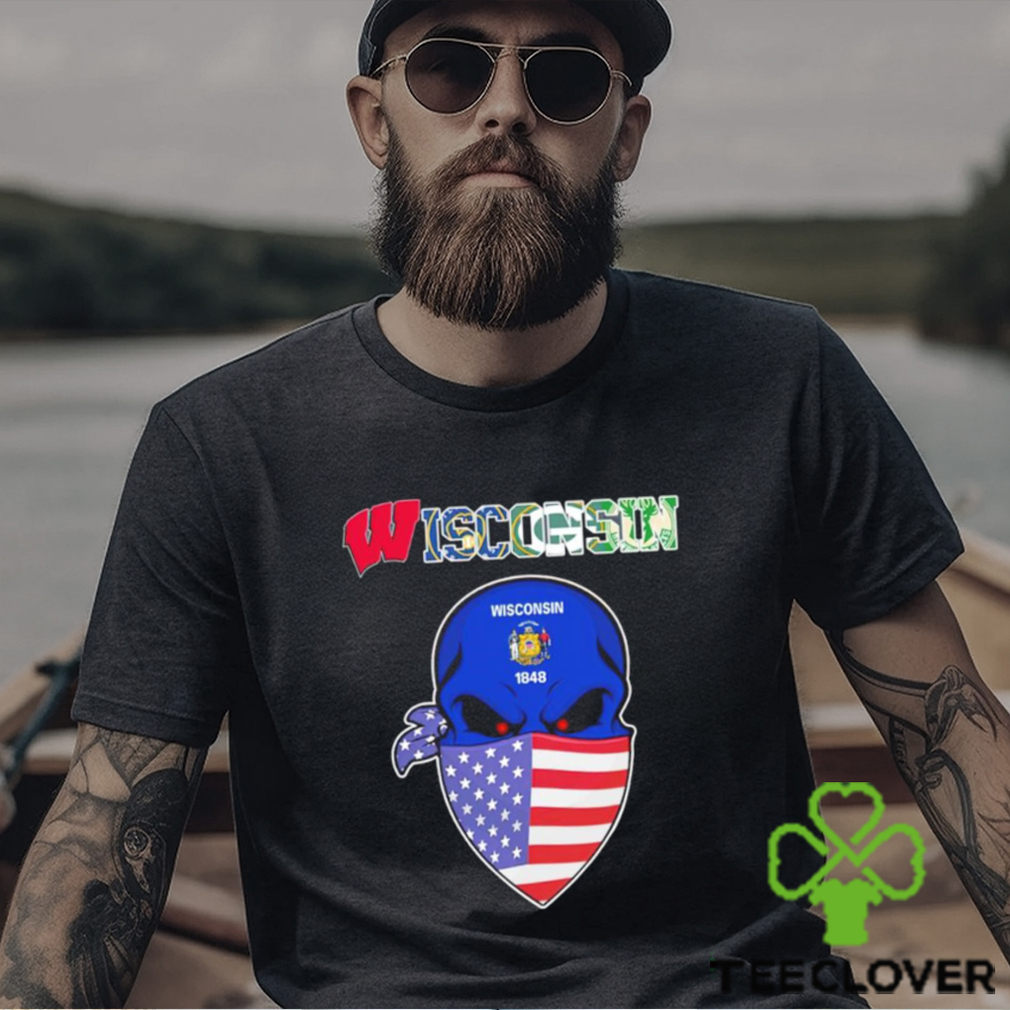 Skull wear American mask Wisconsin all sports team shirt Skull wear American mask Wisconsin all sports team shirt