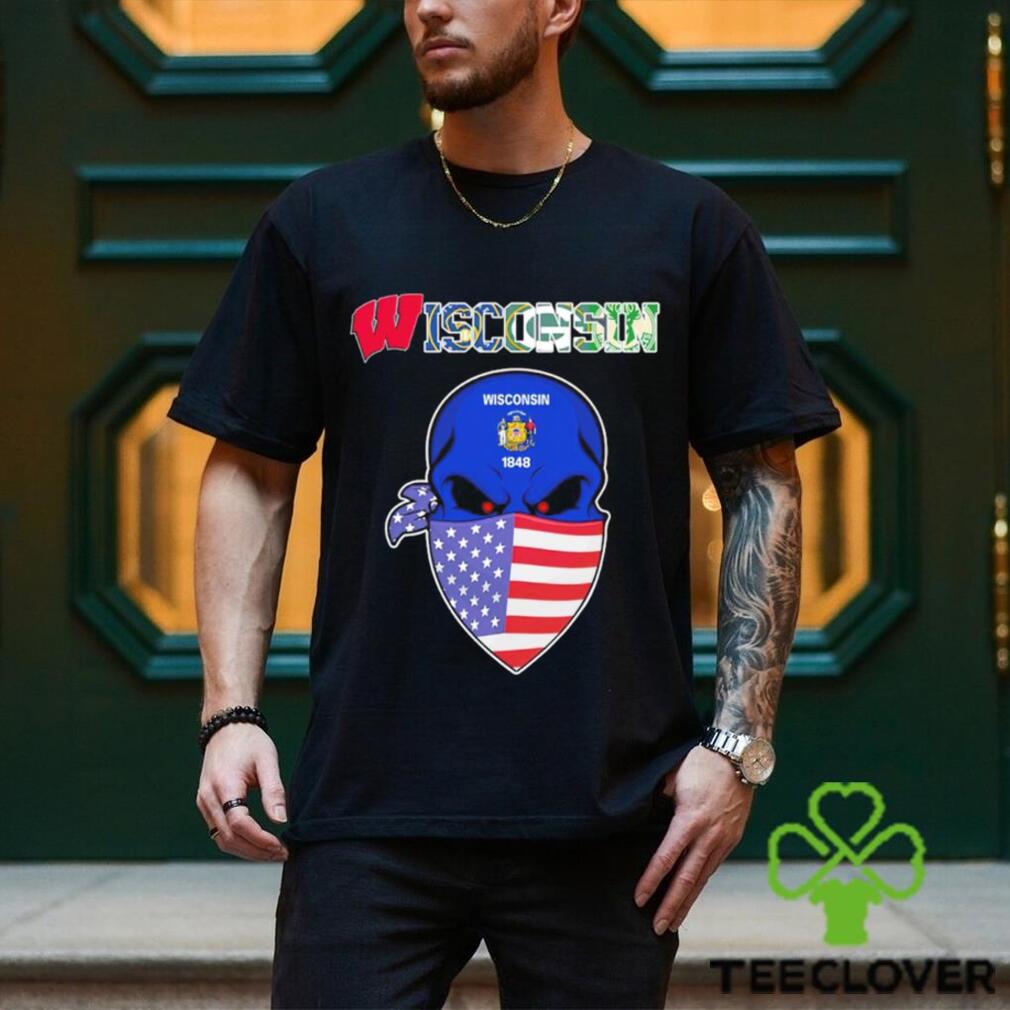 Skull wear American mask Wisconsin all sports team shirt Skull wear American mask Wisconsin all sports team shirt