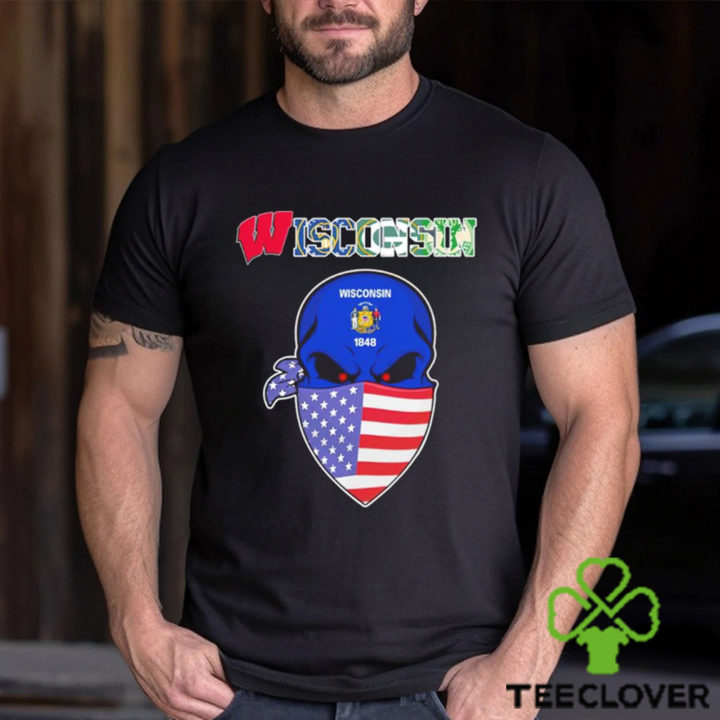 Skull wear American mask Wisconsin all sports team shirt Skull wear American mask Wisconsin all sports team shirt