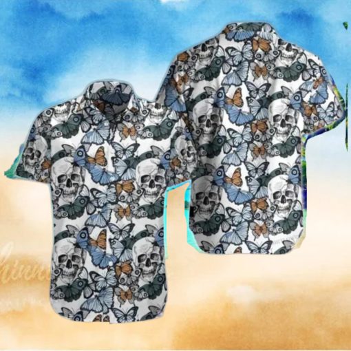 Skulls And Butterflies Hawaiian Shirt Best Gift