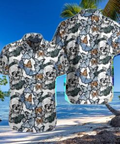 Skulls And Butterflies Hawaiian Shirt Best Gift