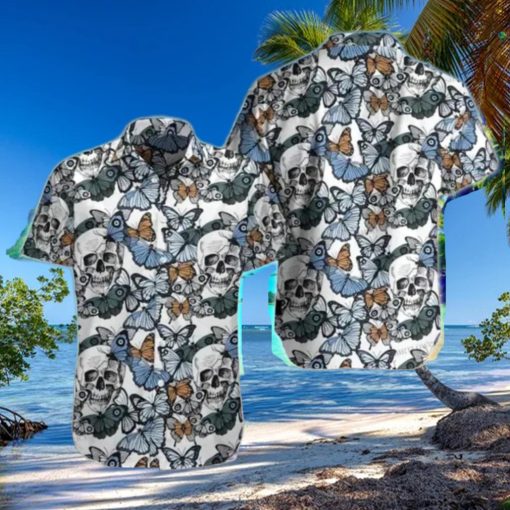 Skulls And Butterflies Hawaiian Shirt Best Gift