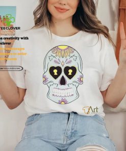 Sky Blue Sugar Skull with Purple Yellow flower T Shirt 1 Sky Blue Sugar Skull with Purple Yellow flower T Shirt