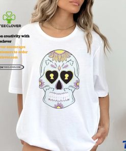 Sky Blue Sugar Skull with Purple Yellow flower T Shirt 2 Sky Blue Sugar Skull with Purple Yellow flower T Shirt