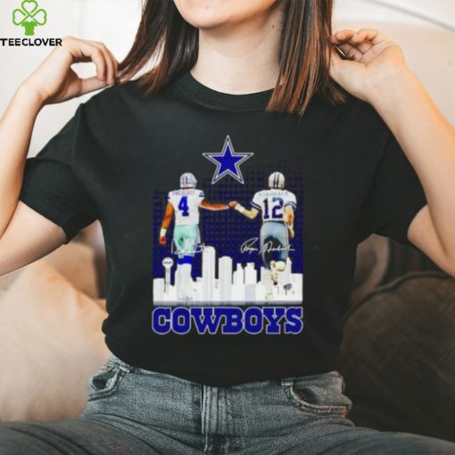 Skyline Dak Prescott And Roger Staubach Cowboys Signatures T Shirt