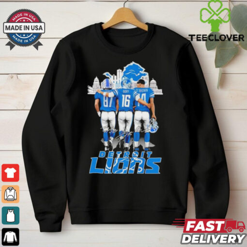 Skyline Detroit Lions Sam LaPorta Jared Goff and Amon Ra St. Brown Signatures shirt