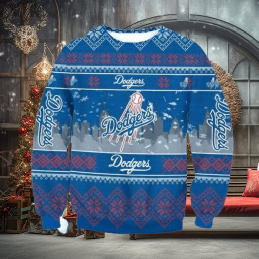 Skyline Dodgers Baseball Christmas City Ugly Sweater