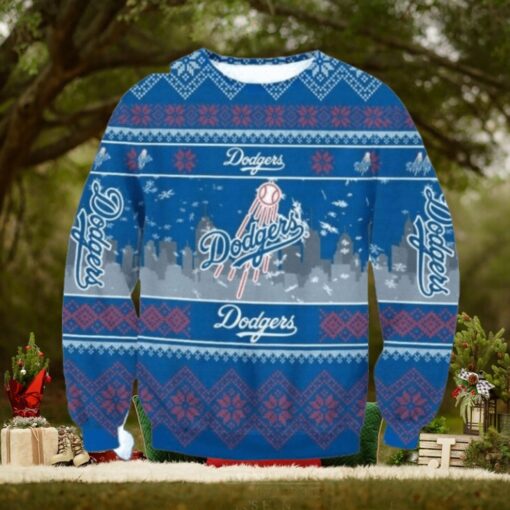 Skyline Dodgers Baseball Christmas City Ugly Sweater