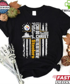Skyline I can do Christ who strengthens me all thing through Pittsburgh Steelers US flag shirt