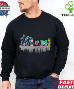 Skyline Miami Heat Marlins Inter Panthers Hurricanes Dolphins all sports logo graphic Fan Favorite shirt