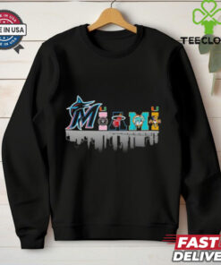 Skyline Miami Heat Marlins Inter Panthers Hurricanes Dolphins all sports logo graphic Fan Favorite shirt
