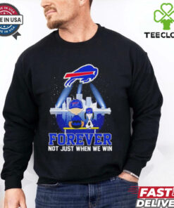 Skyline Snoopy and Charlie Brown Buffalo Bills forever not just when we win shirt