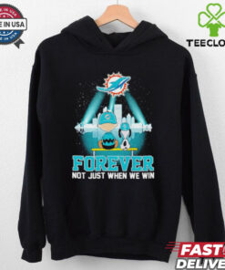 Skyline Snoopy and Charlie Brown forever not just when we win Miami Dolphins shirt