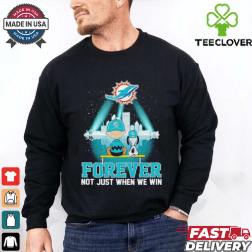 Skyline Snoopy and Charlie Brown forever not just when we win Miami Dolphins shirt