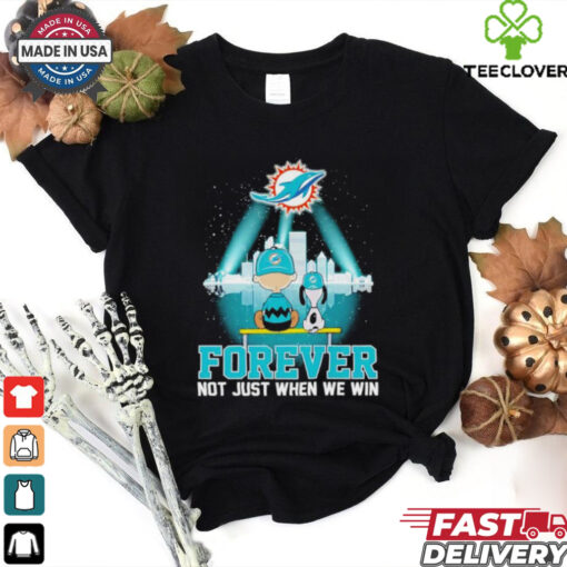 Skyline Snoopy and Charlie Brown forever not just when we win Miami Dolphins shirt