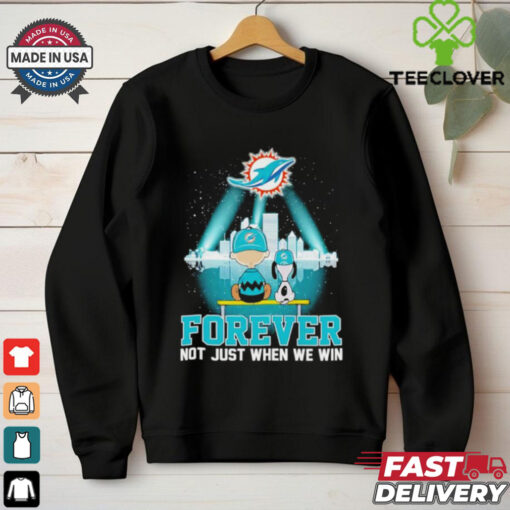 Skyline Snoopy and Charlie Brown forever not just when we win Miami Dolphins shirt