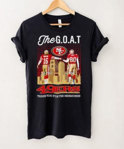 Skyline The Goat Joe Montana and Jerry Rice 49ers thank you for the memories shirt