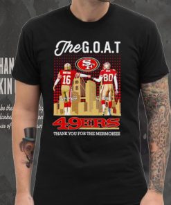 Skyline The Goat Joe Montana and Jerry Rice 49ers thank you for the memories hoodie, sweater, longsleeve, shirt v-neck, t-shirt