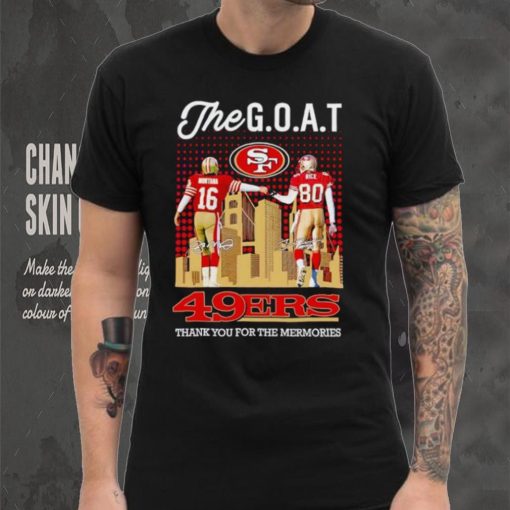 Skyline The Goat Joe Montana and Jerry Rice 49ers thank you for the memories hoodie, sweater, longsleeve, shirt v-neck, t-shirt