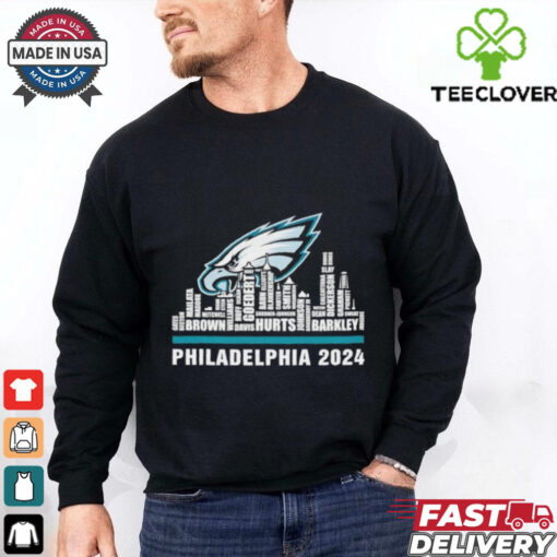 Skyline all name players Philadelphia Eagles 2024 football shirt