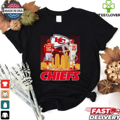 Skyline city Len Dawson and Patrick Mahomes Kansas City Chiefs shirt