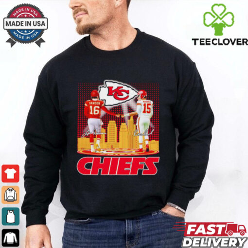 Skyline city Len Dawson and Patrick Mahomes Kansas City Chiefs shirt