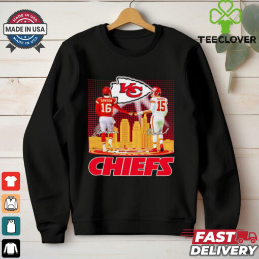 Skyline city Len Dawson and Patrick Mahomes Kansas City Chiefs shirt