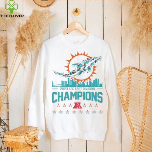 Skyline city Miami Dolphins 2023 AFC East Division Champions signatures hoodie, sweater, longsleeve, shirt v-neck, t-shirt